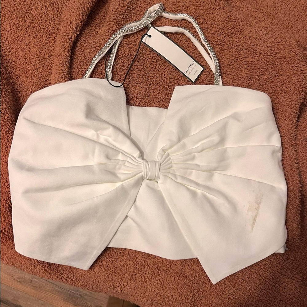 White crop bride (rhinestone straps) very pretty!